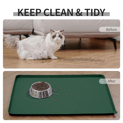 Silicone Pet Feeding Mat (Hunter Green / 22" x 14")