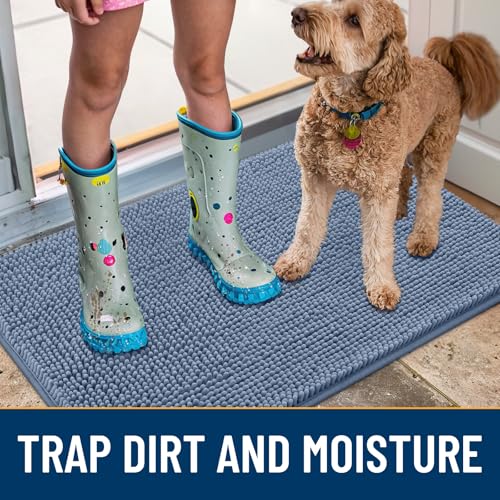 Dog Door Mat for Muddy Paws 24x16 (Airy Blue / 24"X16")