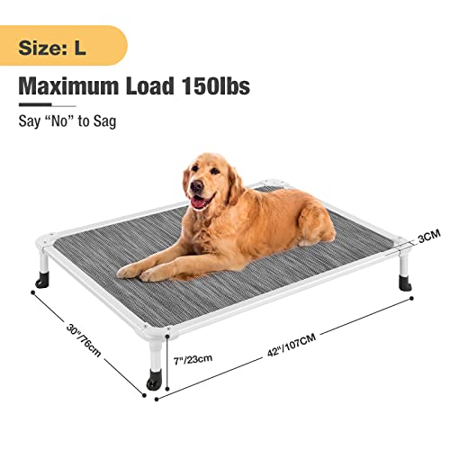 Chew Proof Elevated Dog Bed (Black Silver / 42.0"L x 30.0"W x 7.0"Th)