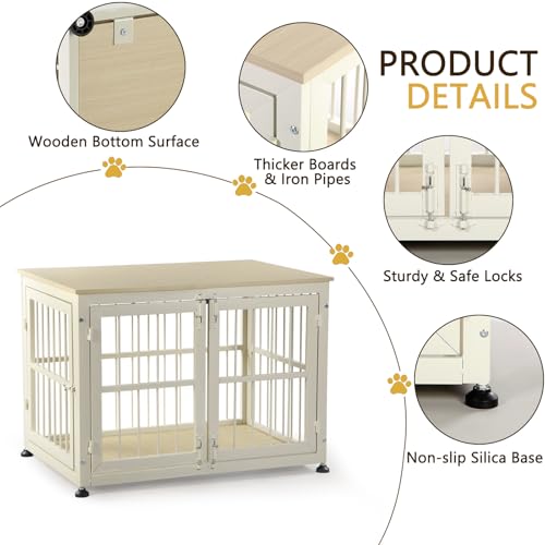 40 Inch Dog Crate Furniture for Large Medium Dogs (Beige / 40.0"L x 27.4"W x 28.7"H)