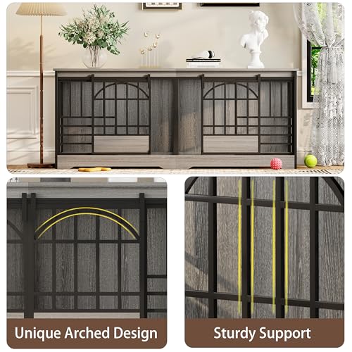 78" Double Dog Crate with Divider (Grey / 78.0"L x 23.8"W x 31.7"H)