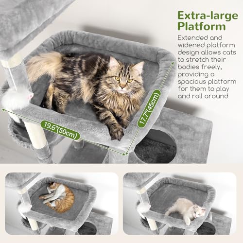 Extra Large Cat Tower for Big Cats 20 lbs (81 inch / Light Grey)