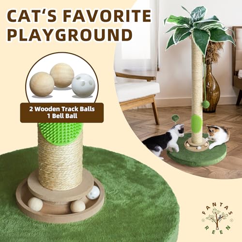 Cat Scratching Post 33'' Tall with Toy (Palm Green-33 Inches)