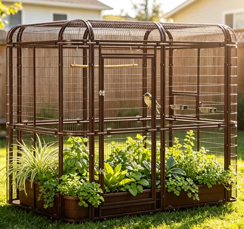 Parrot Cages for Large Birds Outdoor Extra Large Bird Cage with Bird Cage and Perch (Brown)
