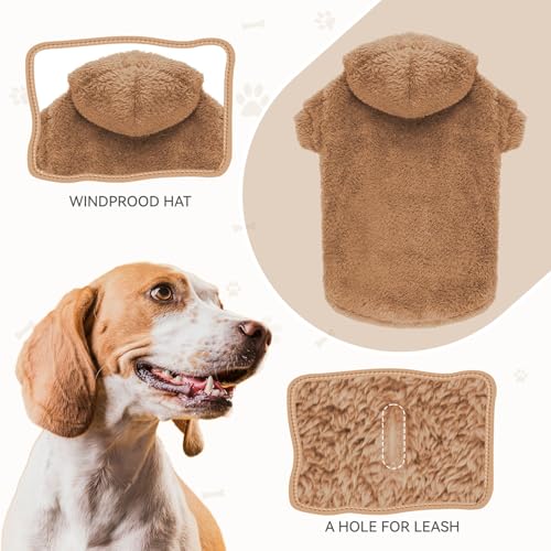 Fuzzy Dog Hoodie Dog Sweaters for Large Dogs Soft Double (XX-Large / Coffee)