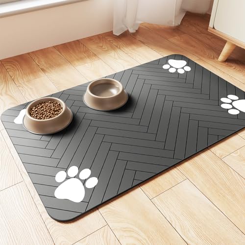 Pet Feeding Mat (Dark Gray / 24"L x 16"W)
