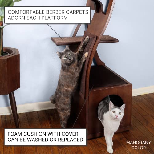 69 Inch Tall Black Espresso Lotus Cat Tower (Black Espresso)