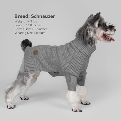 Dog Sweater Long Sleeve Warm Sweaters for Small Dogs Boy Girl Cats (Grey / Small)