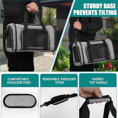Dog Cat Carrier Pet Carriers for Small Medium Large Cats Dogs Carrier Soft Sided Small Puppy Dog Carrier Portable Foldable Airline Approved Dog Cat Travel Carrier Grey Black M (18.0"L x 11.5"W x 11.5"H / Grey&Black)