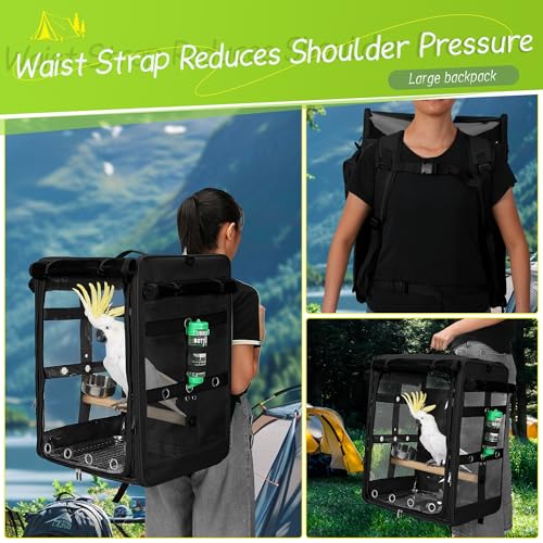 Bird Carrier Travel Cage (17.5"L x 14.8"W x 23.6"H / Black)