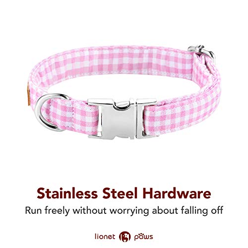 Dog Collar with Bowtie (Pink Grid / X-Large (Pack of 1))