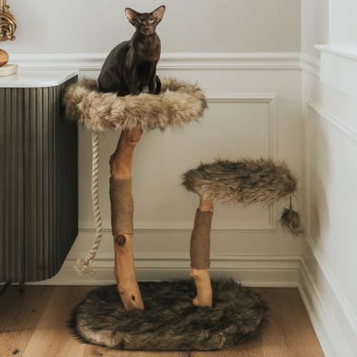 Mau Modern Wood Cat Tree Tower (Brown)