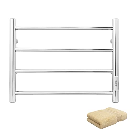 Towel Warmer Wall Mounted with Built (4 Bars / Round-brushed Nickel)