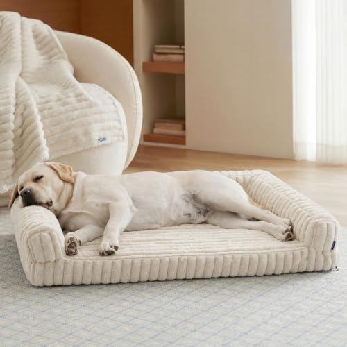 ComfyFleece® Memory Foam Orthopedic XL Plus Dog Bed 45" (Cream / 45.0"l X 32.0"w X 7"th)