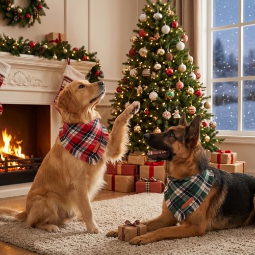 Dog Bandanas Christmas (X-Large / Red Green)