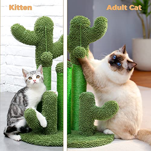 Cat Scratching Post 23” Cactus Cat Scratcher with Toy Ball (Medium 23" / Green)
