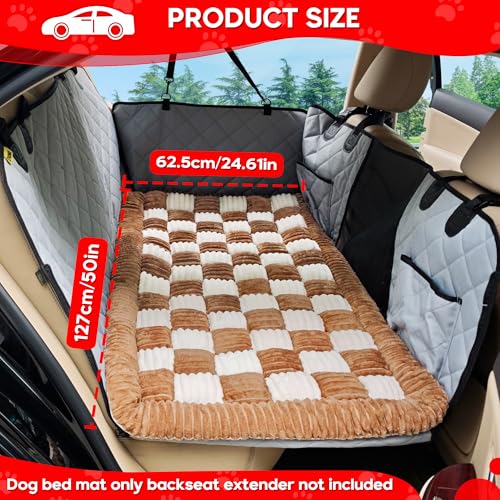 Dog Car Bed Mat Non (Brown and White / For Cars/ SUV/ Small Truck (50"×24.6"))