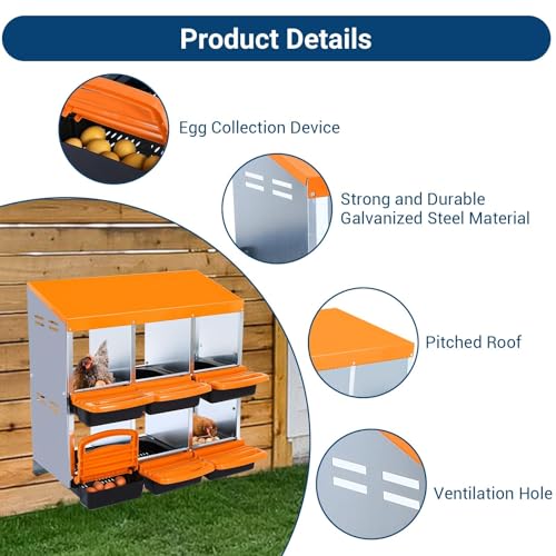 Chicken Nesting Boxes (35.4"L x 17.5"W x 9.1"H / Orange)