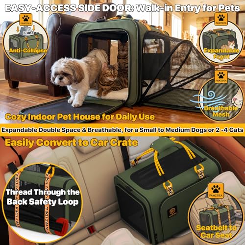 Expandable Large Pet Carrier (24.0"L x 16.0"W x 16.0"H / Forest Green)