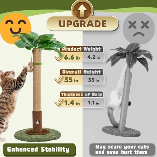 Cat Scratching Post for Indoor Cats (35.4-Green / 35.4in)