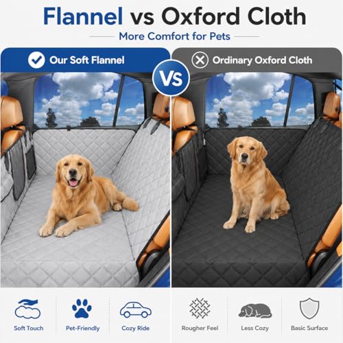 Dog Car Seat Cover for Back Seat (Gray flannel / For Car/SUV/Small Truck)