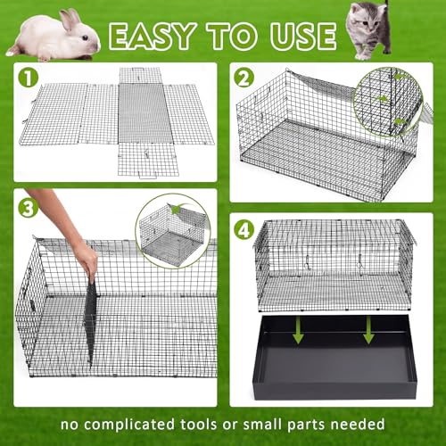 4 Hole Rabbit Transport Cage (Black / 28.7"L x 21.7"W x 4.1"H)