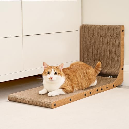 Cardboard Cat Scratcher for Indoor Cats (Brown / 11.4x9.75x19)