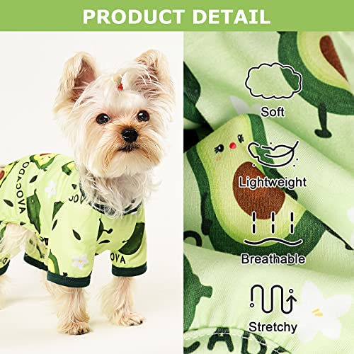 Dog Pajamas Pjs Spring Summer Dog Clothes for Small Dogs Girl (Avocado Green / X-Small（1-2 lb))
