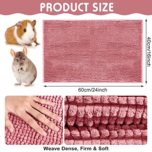 4 Pcs Guinea Pig Cage Liner (Pink / 16 x 24 Inch / Low Pile Chenille)
