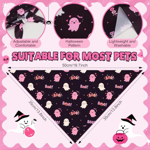 50 Pink Halloween Dog Bandana Bulk for Small Dog Lover Gift (Halloween Pink / 19.7 x 13.8 x 13.8 Inch)