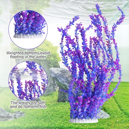 Aquarium Plastic Plants Aquarium Decor Artificial Fish Tank Plants (Purple（style B）)