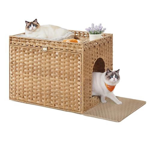 Cat Litter Box Enclosure (Goose Yellow / M (27.5" L x 20.5" W x 22" H))