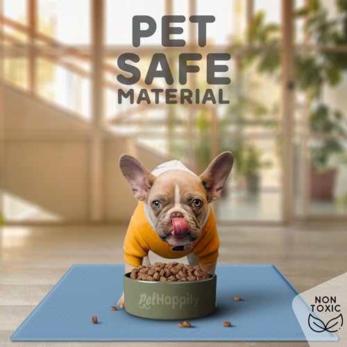 Dog Food Mat 24x15 Raised Edges Dogs Mat for Food and Water Prevent Spill (24"L x 15"W / Maya)