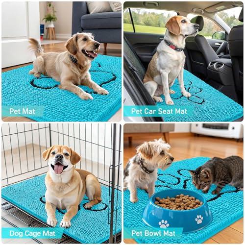 Dog Door Mat for Muddy Paws 36x24 (Aqua Blue / 36" X 24")