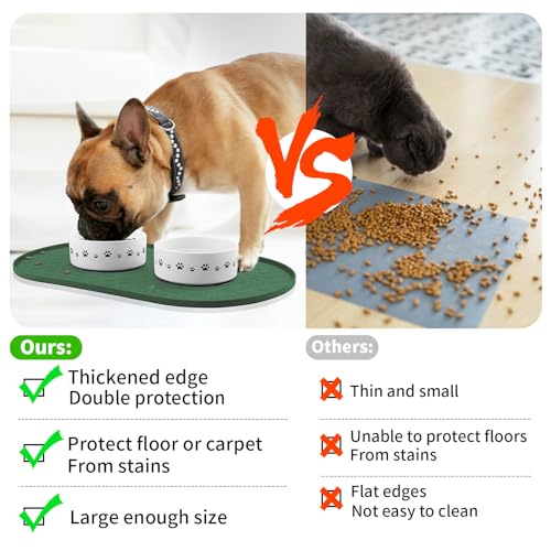Dog Food Mat Spill (Hunter Green / 19"L x 12"W)