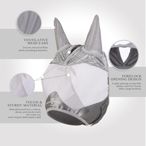 Half Face Horse Fly Mask UV Protection and Breathable for Equine Use Comfortable Grey M (Grey / Medium (Arabian))