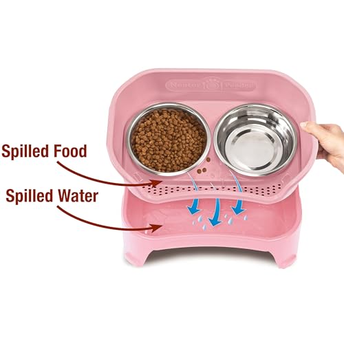 Express Mess Proof Dog Bowls Elevated for Medium to Large Sized Breed (Medium to Large w/ Standard Bowls / Pink)