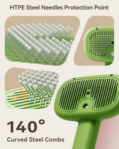3-in-1 Pet Steam Brush,Spray Hair Removal Detangling Comb,Green (Green)