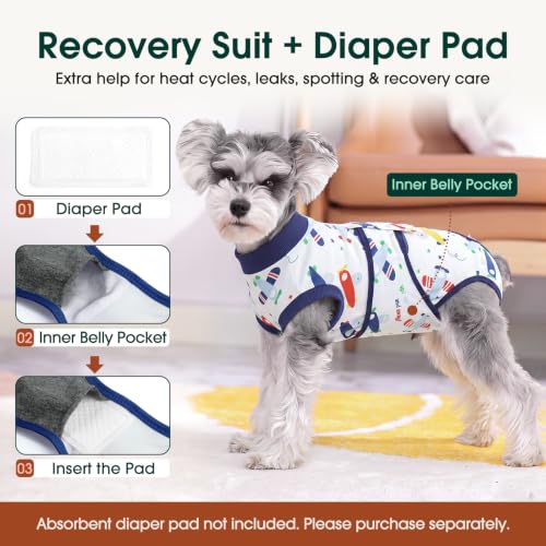 Recovery Suit for Dogs Cats (Large (Back:16.1-20.1'', Weight:23-48 Lb) / Sky Aviator)