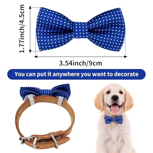 8 Pack Dot Dog Bowties for Small Dogs Slide on Collar (S/M)