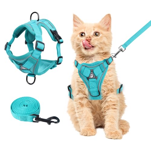 cat Chest Harness and Leash (Emerald / S:3.3-6.6lb)