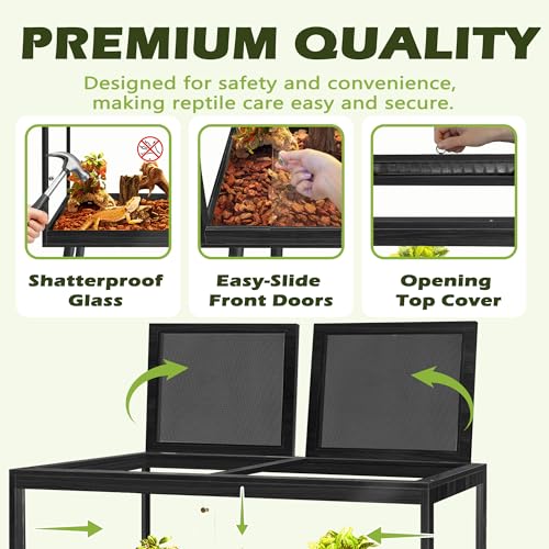 Bearded Dragon Tank with Legs (Black / 75Gallons, 47inch)