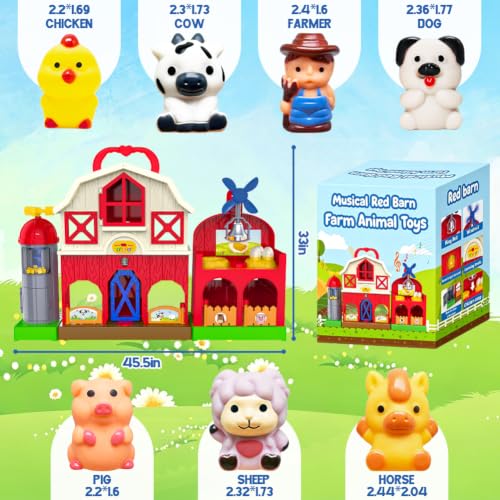 Musical Farm Animals Barn Toy with Finger Puppets for Toddlers 1 (Barn Animals Playset)