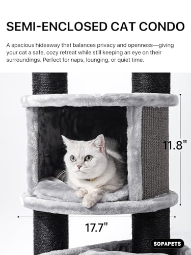 Cat Tree for Large Cats (Grey / 65'')