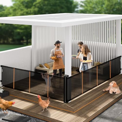 2-in-1 Retractable Baby Gates 41" Tall, Both Side Up to 200" Wide, Black (Black / 41" Tall x 400" Wide(2-in-1))
