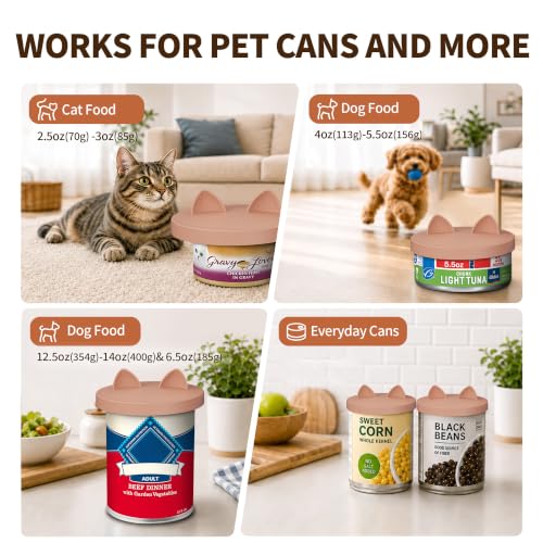 3-in-1 Dog Food Can Lids, Cat Food Can Covers, 2pcs, Coral (Nude Pink)