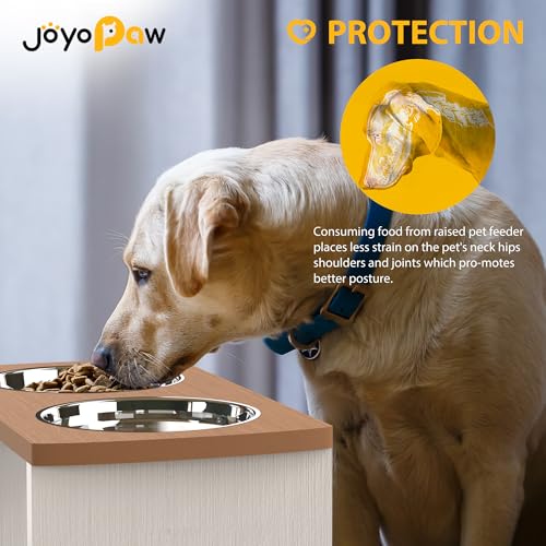 Elevated Dog Bowls (Teak - White / Large: 10'' Tall-48oz Bowl)