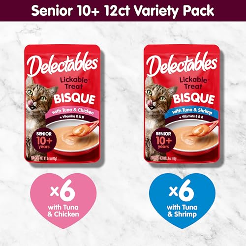 Lickable Treat Bisque Senior 10+ Wet Cat Treat Variety Pack (1.4 Ounce (Pack of 12))