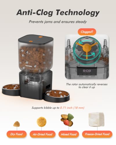 Automatic Cat Feeder for 2 Cats (Matte Black)