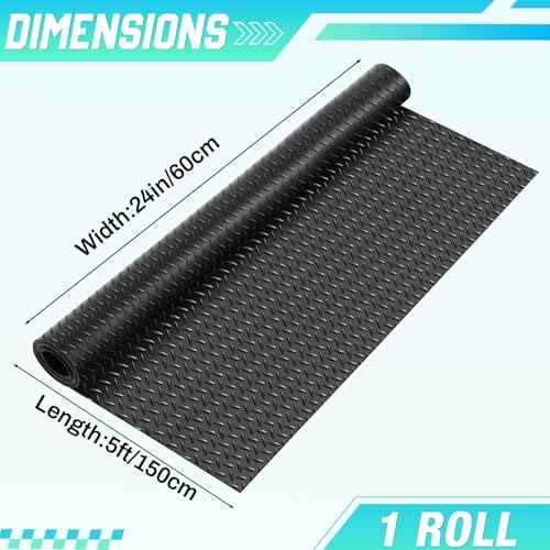 24 in × 5 ft Rubber Flooring Rolls Mats (Diamond Plate / 24 in x 5 ft / Black)